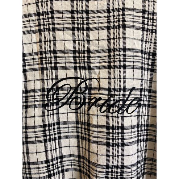 Seline Lounge • BRIDE • Black/White Plaid Flannel Tunic Button-down Ling Sleeve - Picture 11 of 16